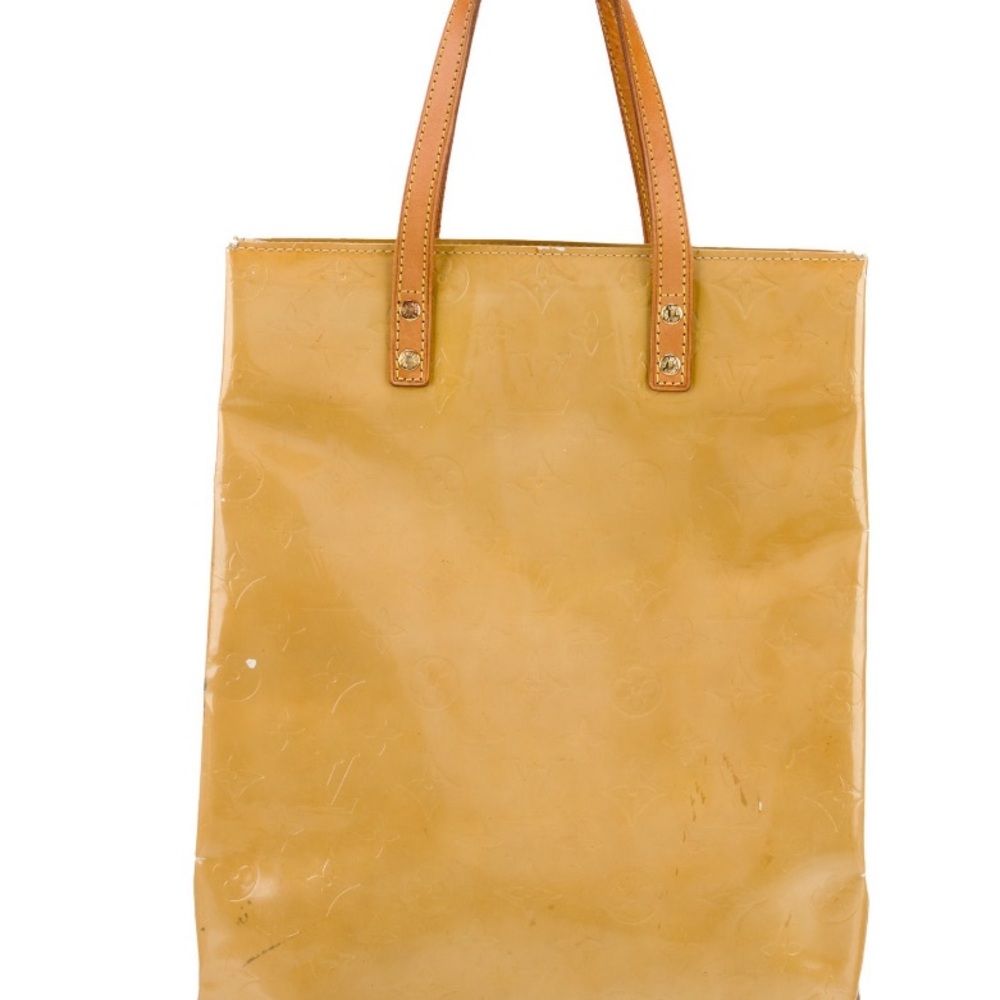 Louis Vuitton Yellow Vernis Reade MM Patent Leather Top Handle Tote- with COA